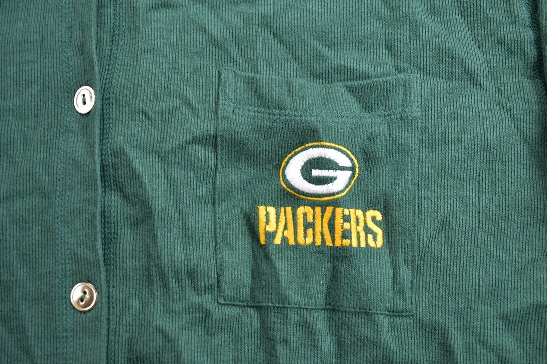 Vintage 1990s Green Bay Packers NFL Button Up Collared Sweatshirt
