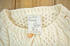 Vintage 1980s Tan Wool Cable Knit Crewneck Sweater Aran Island