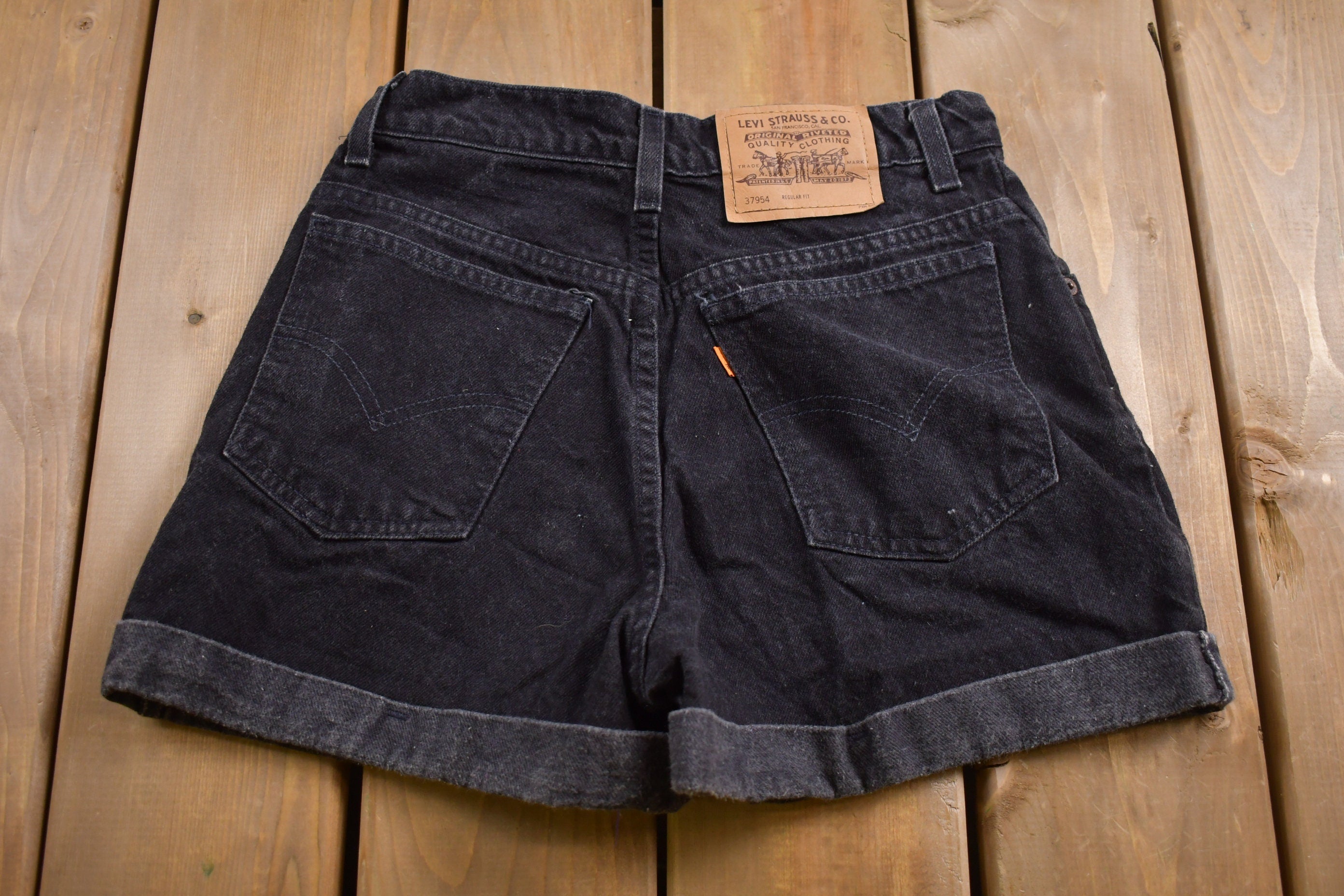 Vintage 1990s Levi's Orange Tab Black Jean Short Shorts 26 x 3