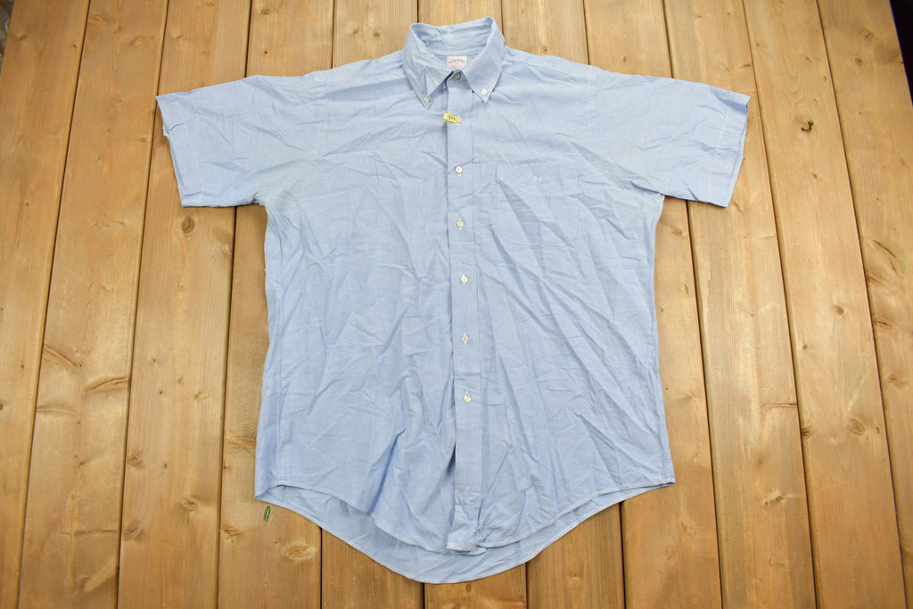 Vintage 1990s Brooks Brothers Blue Button Up Short Sleeve Shirt