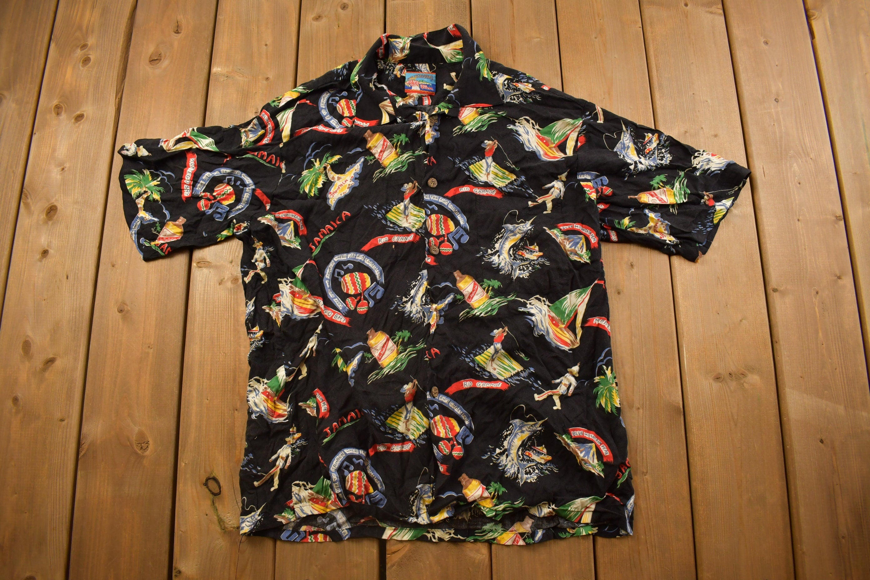 Vintage 1990s Travel Jamaica Button Up Shirt  90s Streetwear Fashion  Vacation  Travel & Tourism  Vintage Button Up  All Over Print