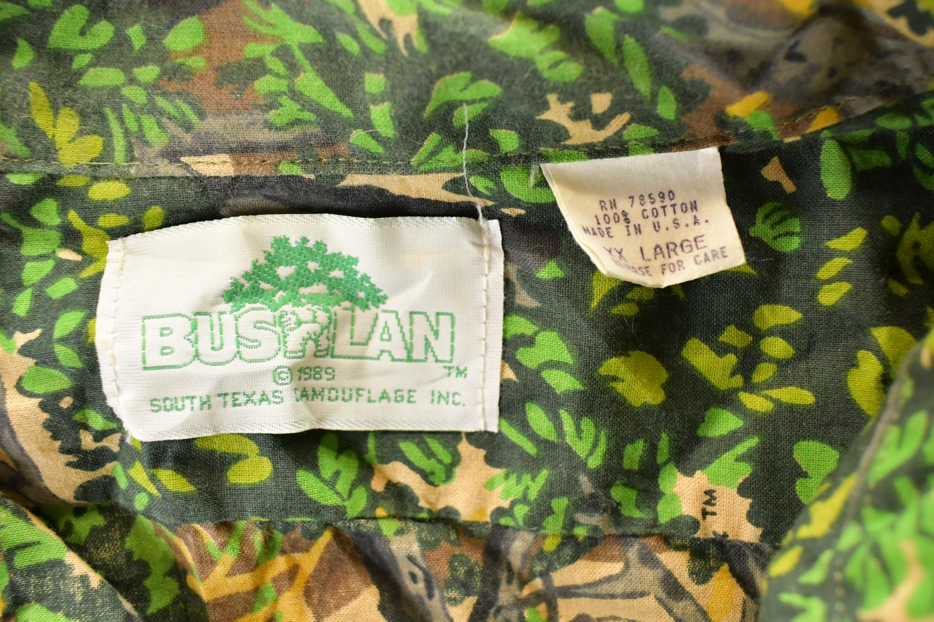 Vintage 1990s Bushlan AOP Woodland Camo Button Up Shirt Mens L