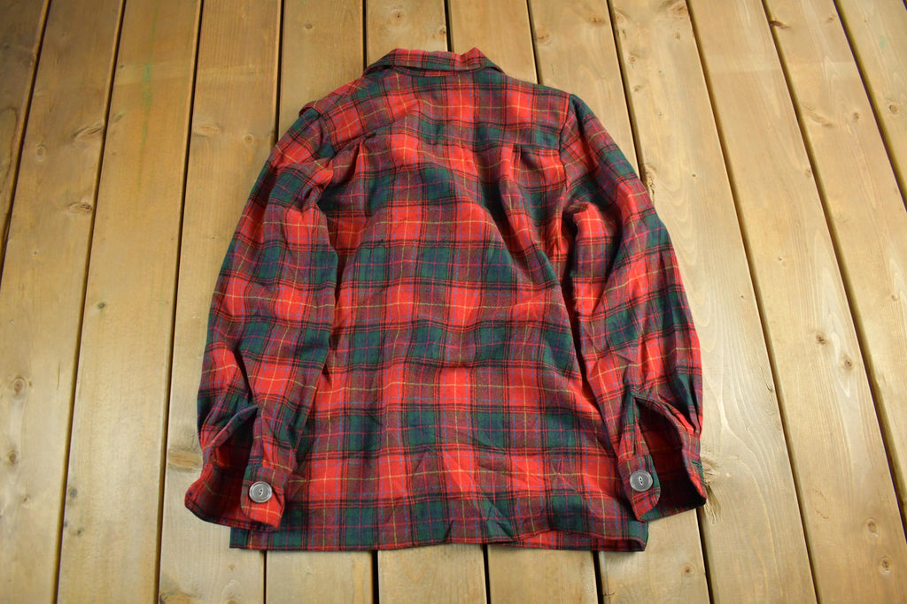 Vintage 1950s 1960s Wool Flannel Button Up Jacket Shirt Women's Medium