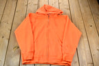 Vintage 1990s Bright Orange Blank Zip-Up Hooded Sweatshirt