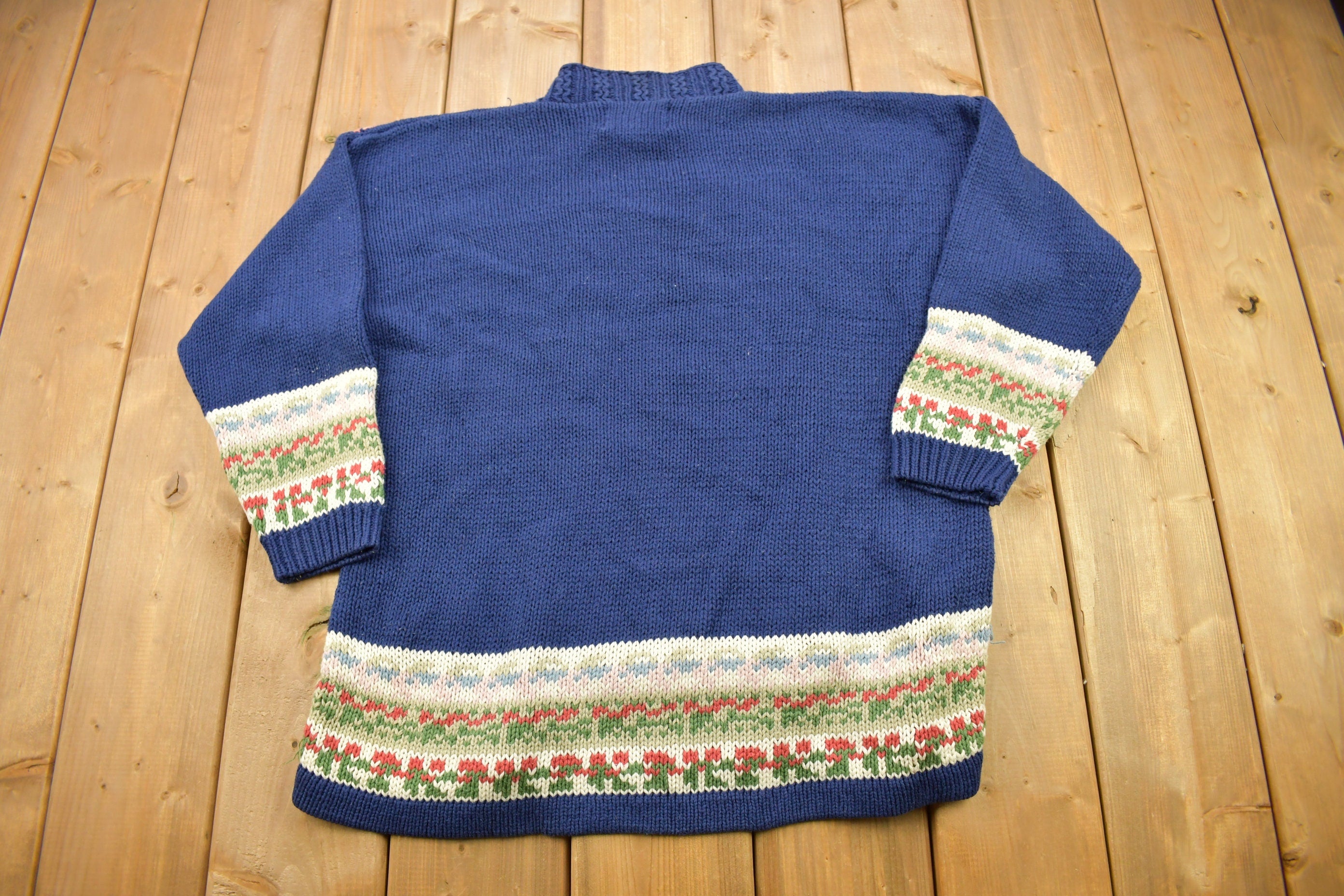 Vintage 1990s Heirloom Collectibles Patchwork Knitted Sweater