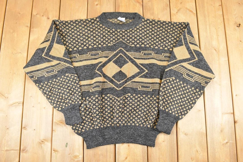 Vintage 1990s Saga Abstract Knit Sweater Men's L