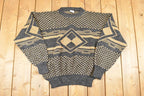 Vintage 1990s Saga Abstract Knit Sweater Men's L