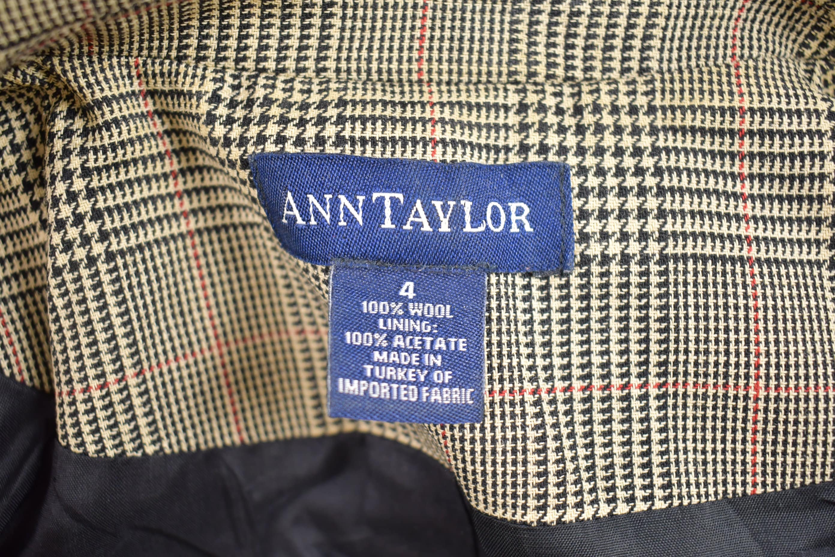 Vintage 1990s Ann Taylor Plaid Button Up Blazer Jacket