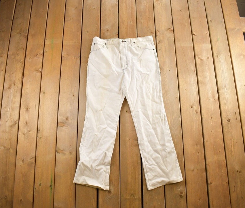 Vintage 1980s Sheplers White Denim Jeans Size 38x30