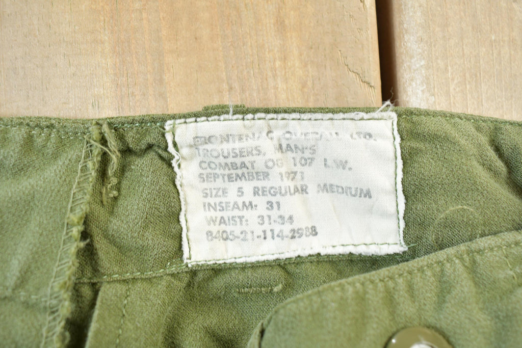 Vintage 1971 OG 107 Military Cargo Field Trousers Size 32 x 31