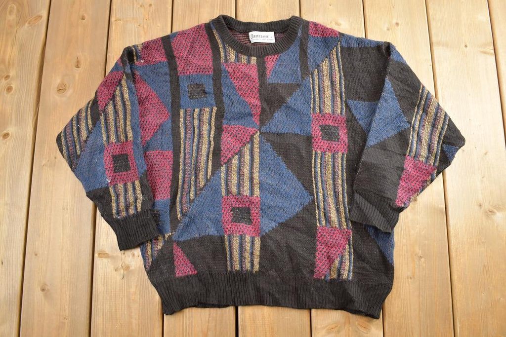 Vintage 1990s Jantzen Abstract Design Knit Crewneck Sweater