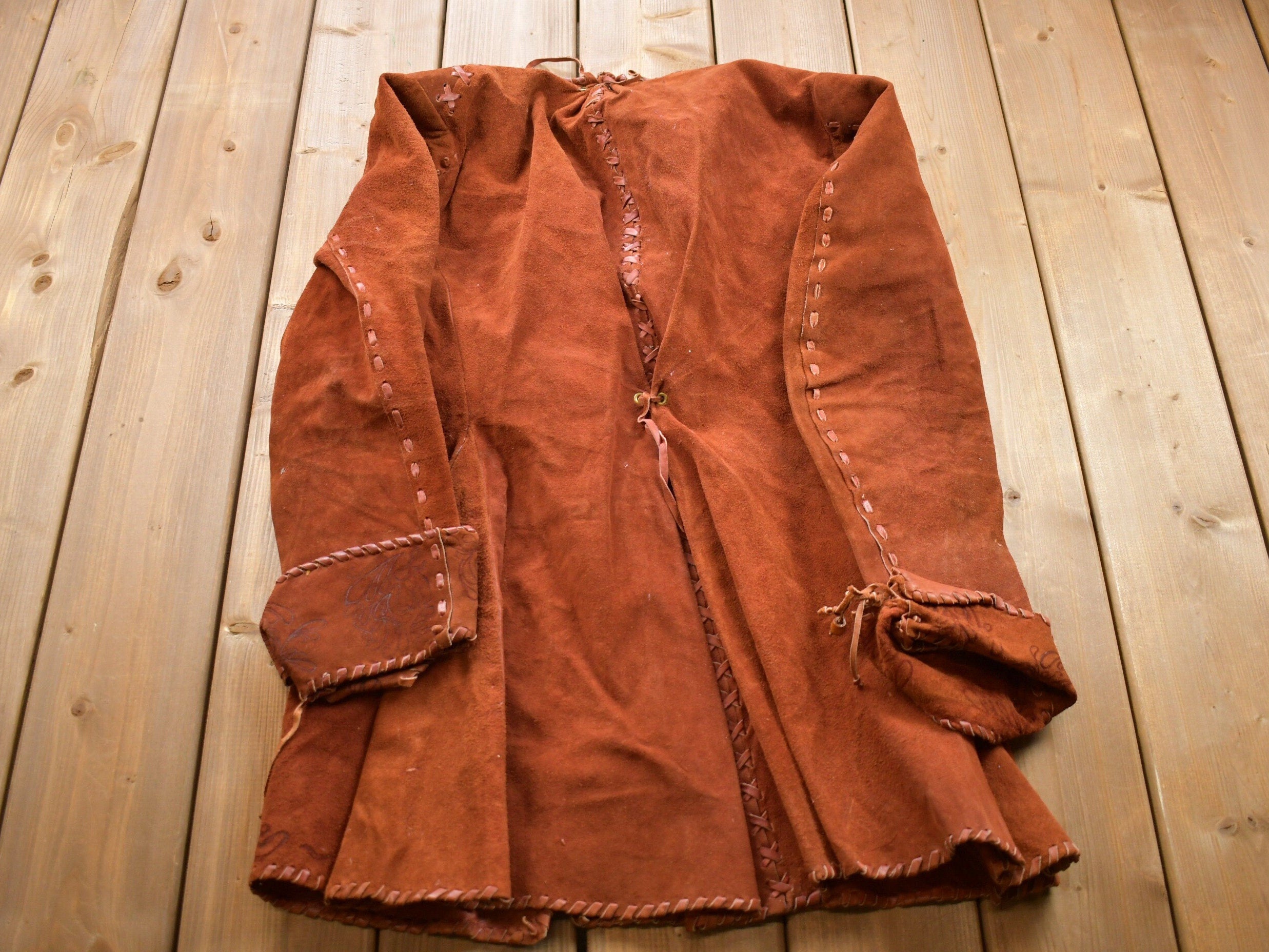 Vintage 1960s Bohemian Leather Suede Overcoat Jacket  Fall Outerwear  Leather Coat  Winter Outerwear  Streetwear Fashion  Suede Jacket