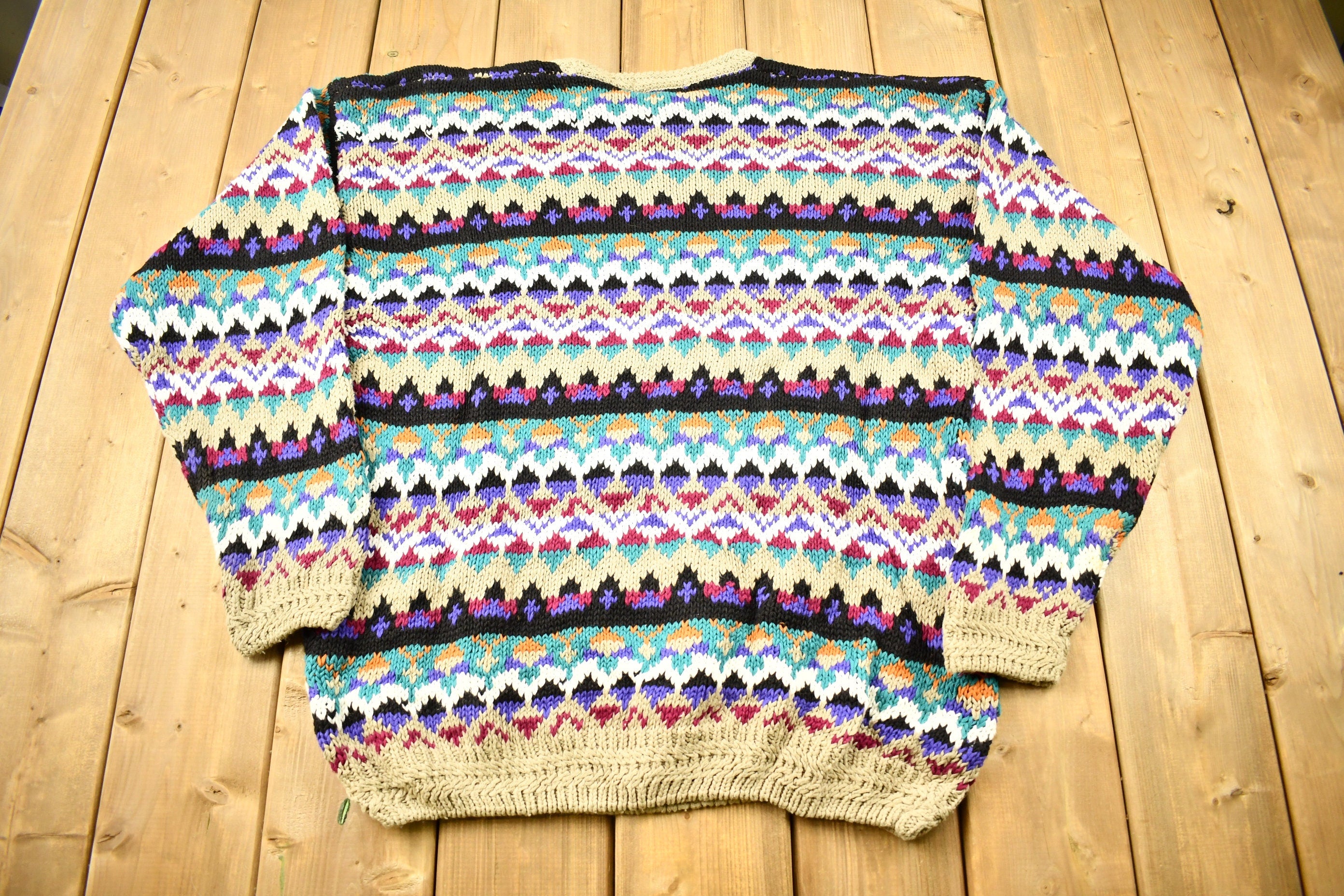 Vintage 1990s All Over Pattern Knitted Crewneck Sweater