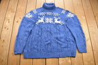 Vintage 1990s Lands End Winter Theme Turtleneck Sweater