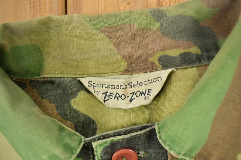 Vintage 1980s Sportsman Selection By Zero Zone Camouflage Button Up Shirt