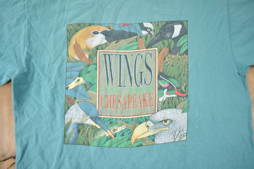 Vintage 1990s Wings On The Chesapeake Bird Theme Souvenir Single Stitch Travel T Shirt Made In USA