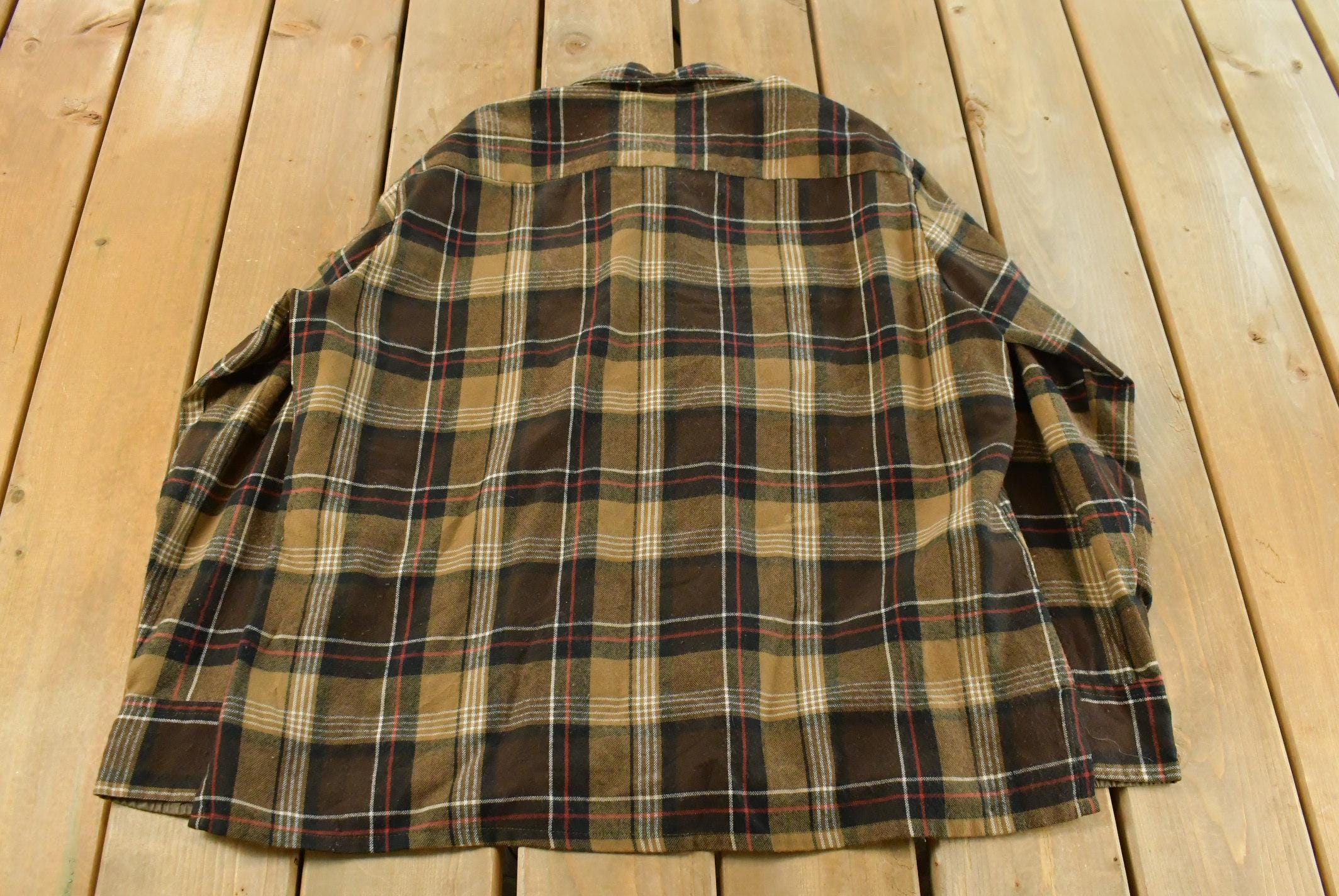 Vintage 1980s Lumberjack Plaid Flannel Button Up Shirt Men's XL /