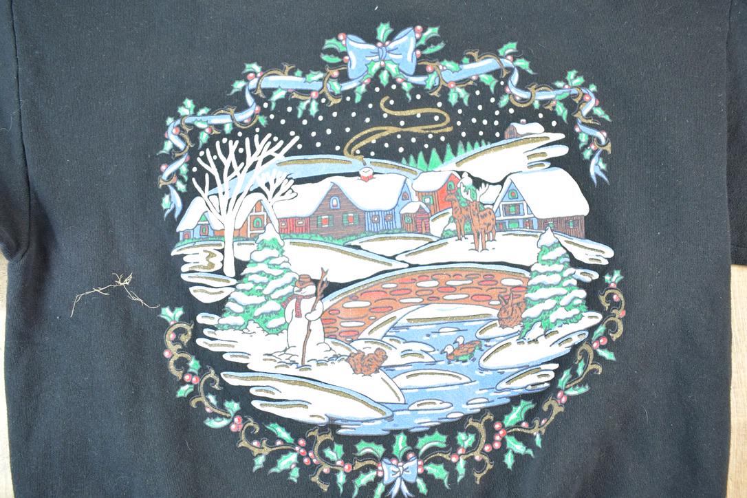 Vintage 1990s Winter Theme Snowman Crewneck Sweatshirt Mens L