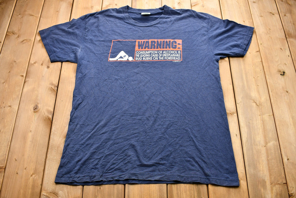 Vintage 2000 Warning: Carpet Burn Funny Graphic T-Shirt