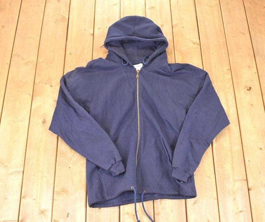 Vintage 1990s Russell Athletic High Cotton Full Zip Blank Crewneck Sweatshirt Men's M