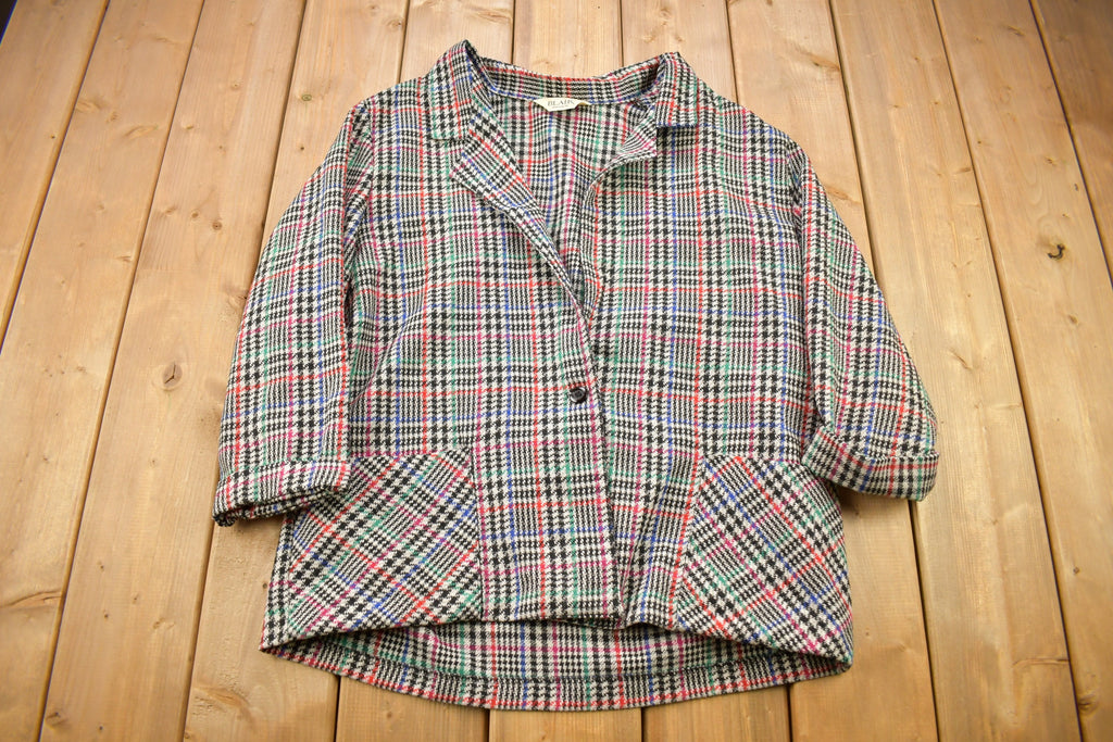 Vintage 1980s Blair Plaid Button Up Blazer Shirt