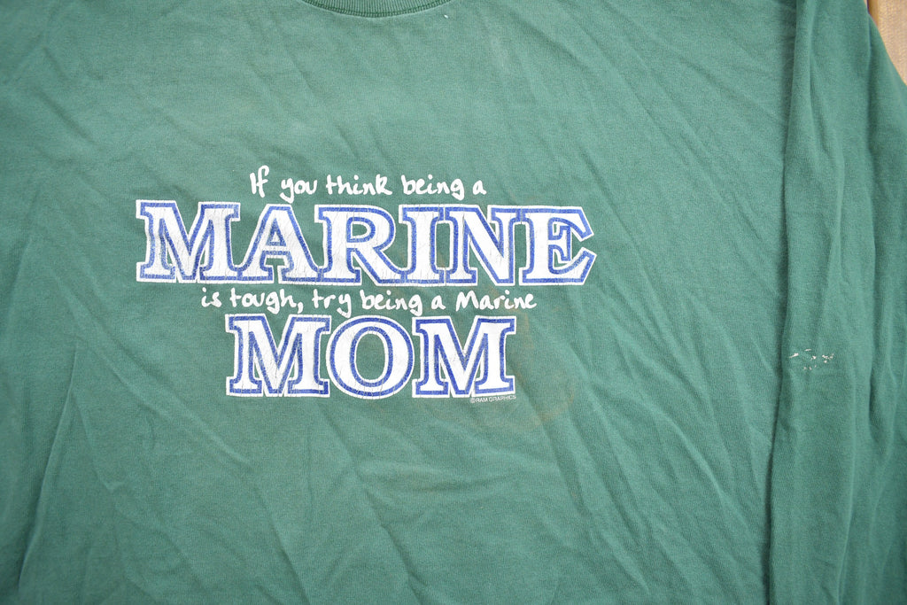 Vintage 1990s Cute "Marine Mom" Graphic Crewneck Sweater
