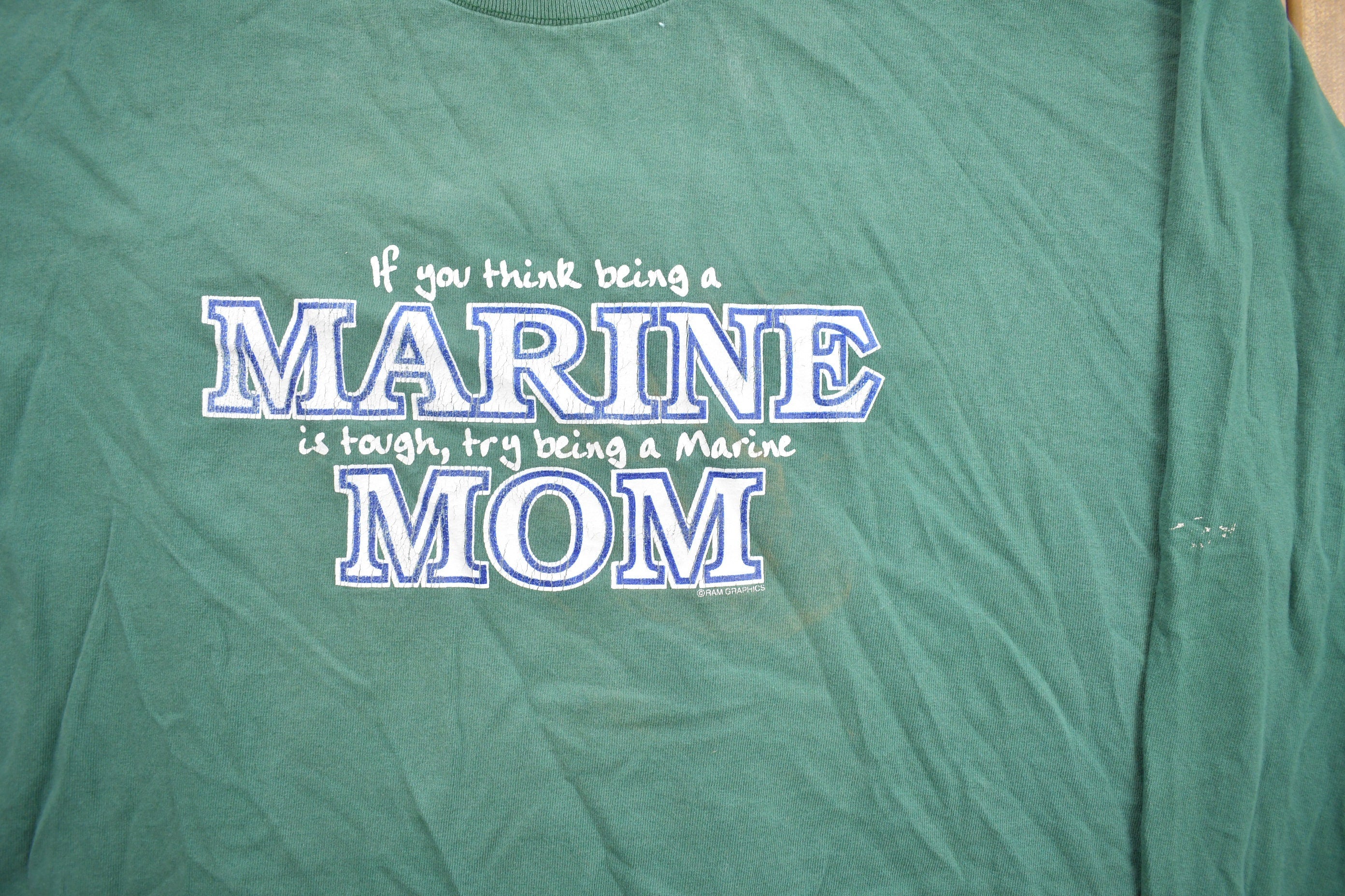 Vintage 1990s Cute "Marine Mom" Graphic Crewneck Sweater