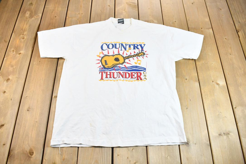 Vintage 1995 Lake Geneva Wisconsin Country Thunder Concert Single Stitch Graphic T-Shirt