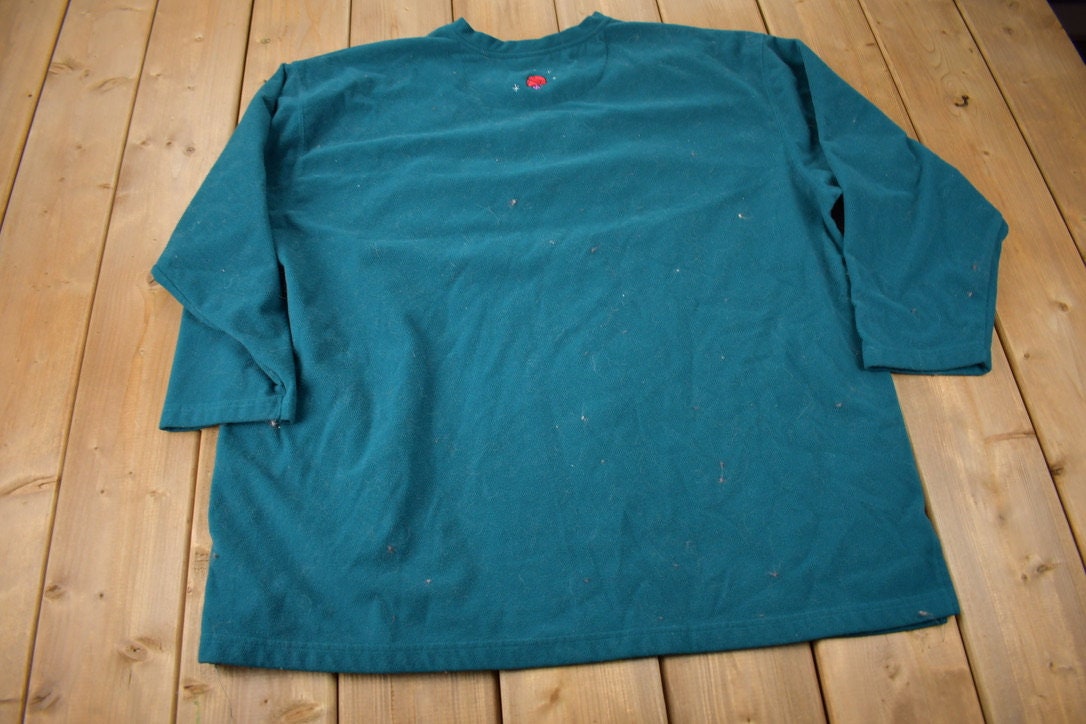 Vintage 1990s Disney Snow White Seven Dwarves Embroidered Fleece V-Neck Sweater