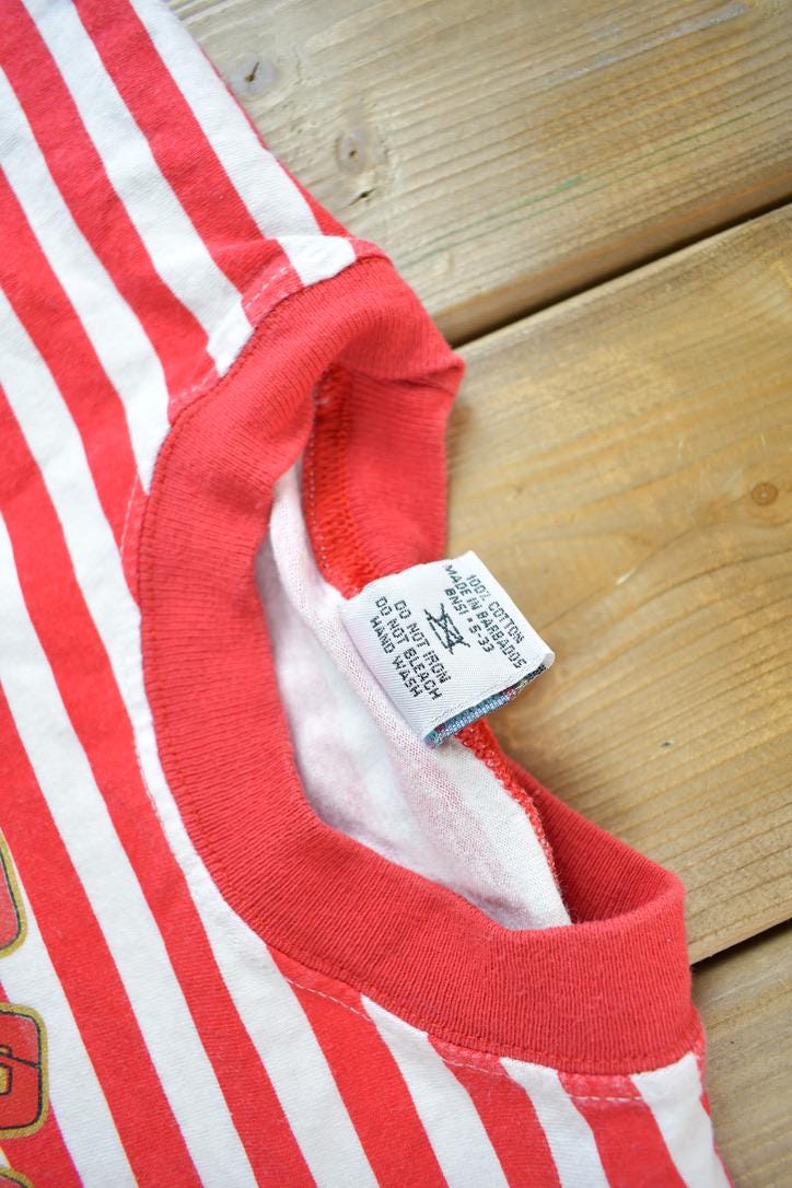 Vintage 1990s Jolly Roger Barbados Striped Souvenir Travel T-Shirt
