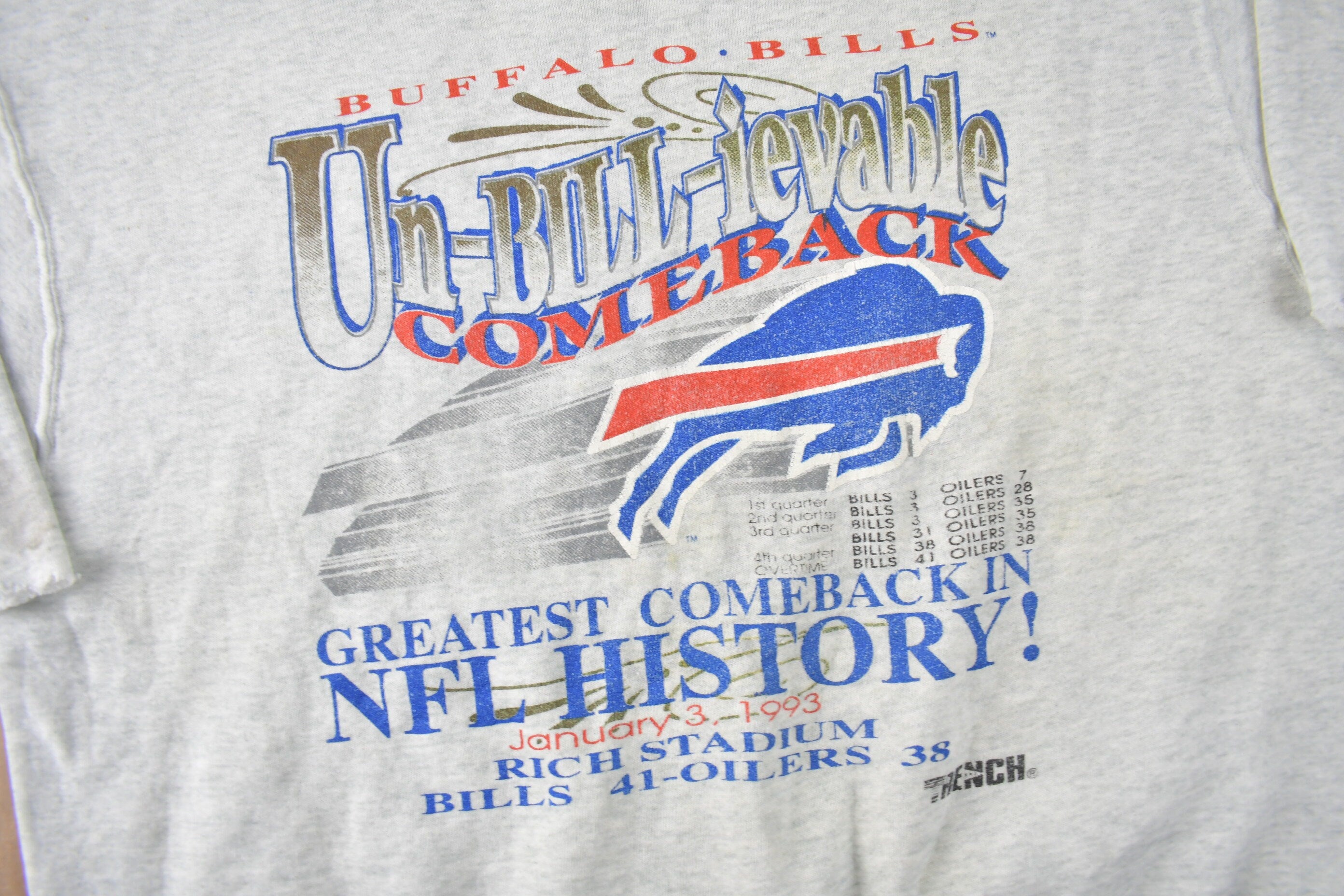 Vintage 1993 Buffalo Bills NFL Cut Off Crewneck Sweatshirt Made In USA