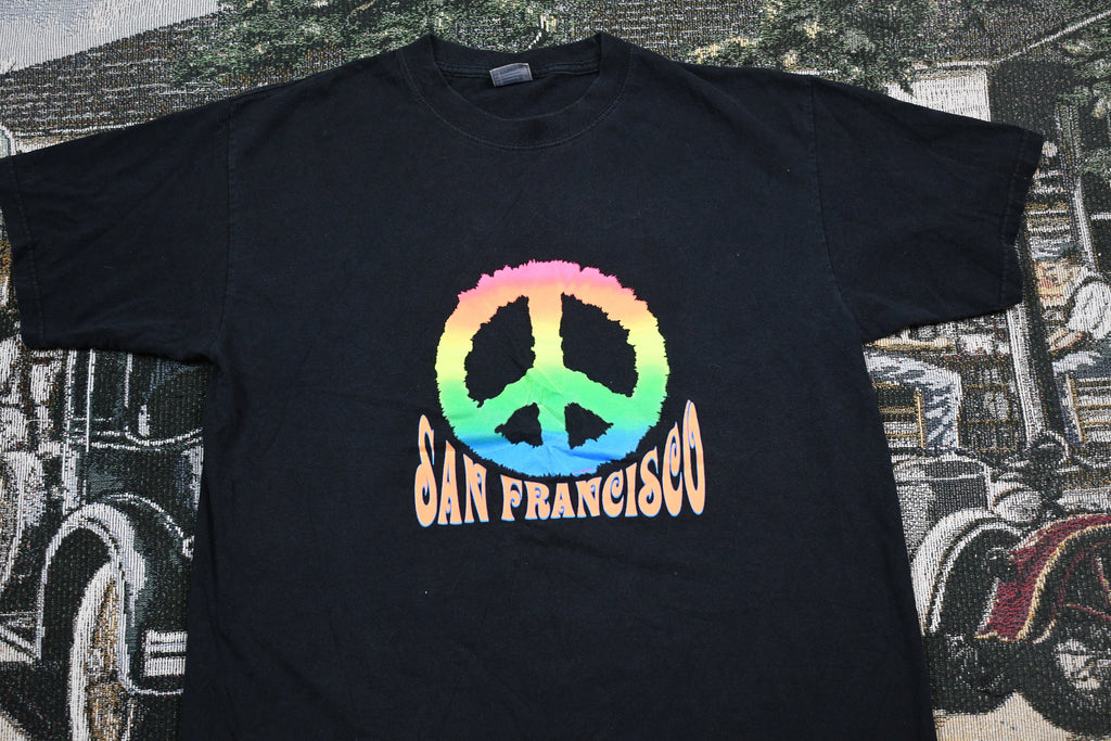 Vintage 1990s San Francisco California Peace Graphic T Shirt 90s Streetwear Fashion