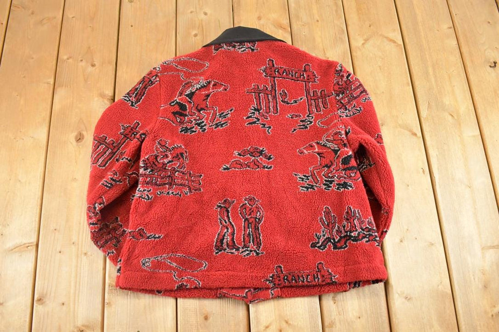 Vintage 1990s David Paul AOP Fleece Full Zip Sweater Women's S