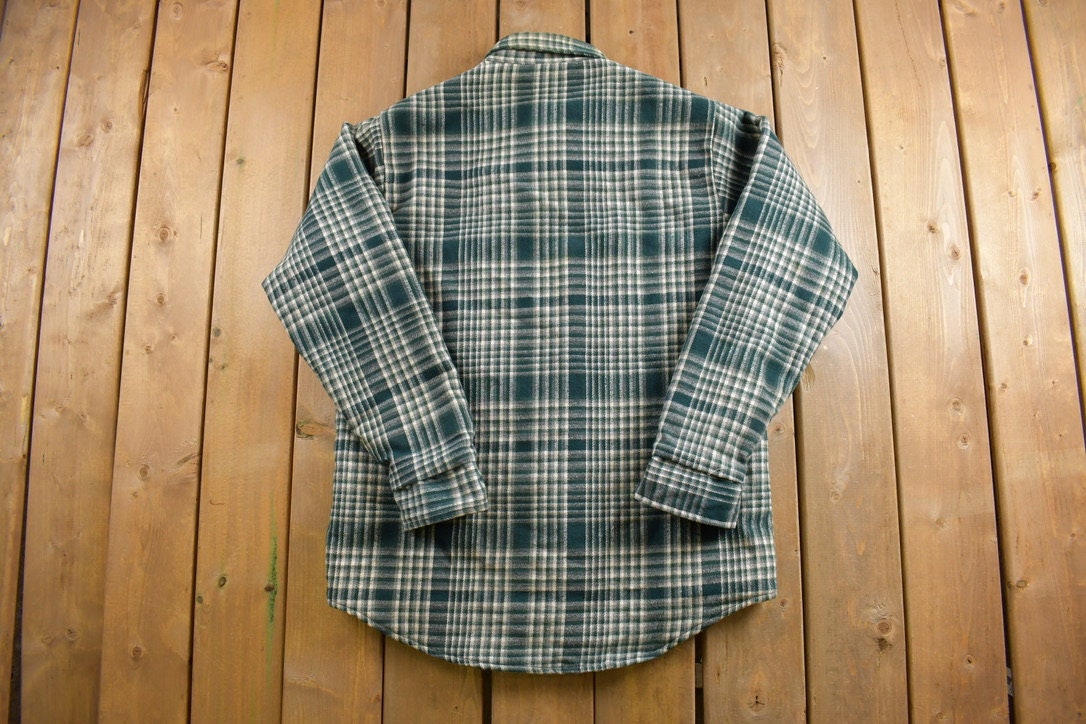 Vintage 1970s Melton Plaid Button Up Shirt  1980s Button Up  Vintage Flannel  Plaid Flannel  Casual Shirt  Formal Shirt  Made In USA
