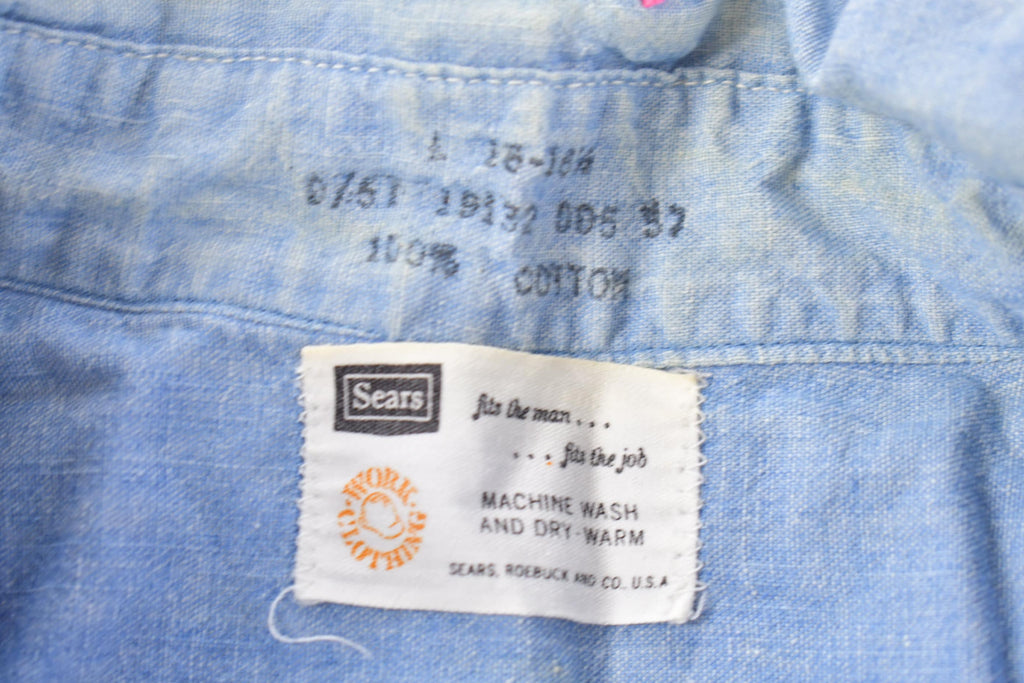 Vintage 1980s Sears Sugar Daddy Embroidered Denim Button Up Shirt