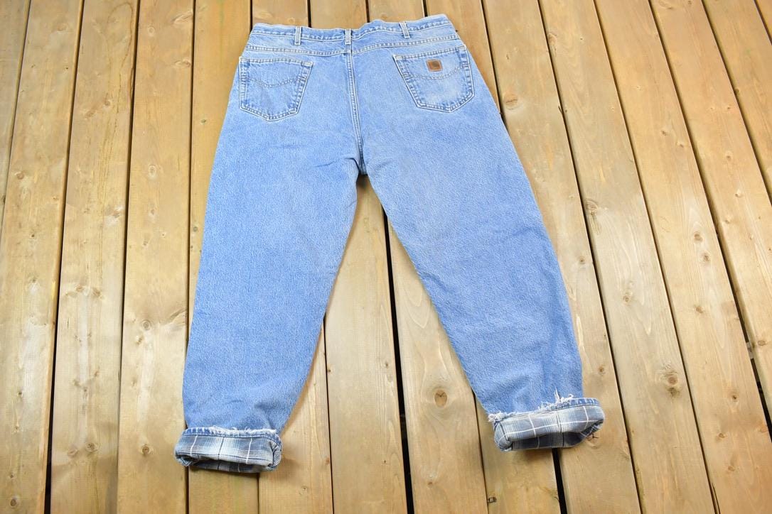 Vintage 1990s Carhartt Lined Denim Work Jeans Size 40 x 32