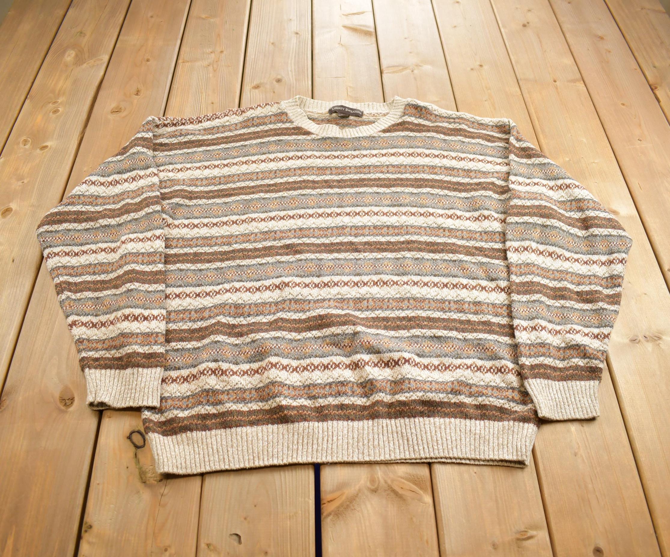 Vintage 1990s Liberty Sweaters Knit Crewneck Sweater Made In USA