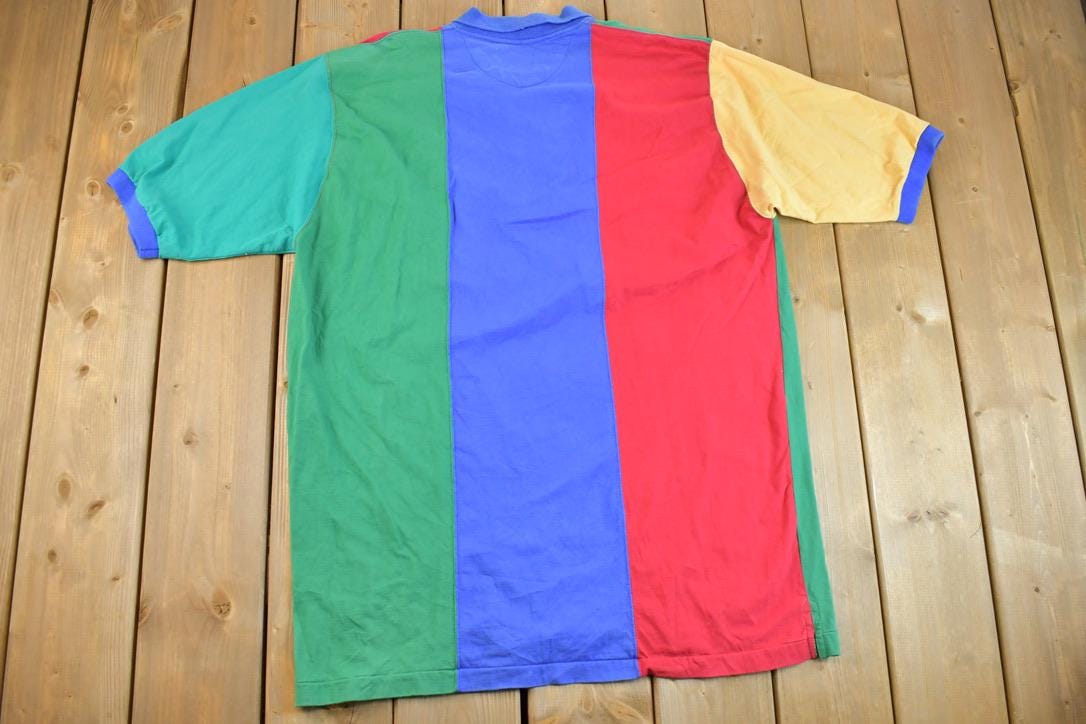 Vintage 1990s Chaps Ralph Lauren Collared Graphic T-Shirt / Vintage T Shirt / Streetwear / Graphic Tee / Single Stitch /