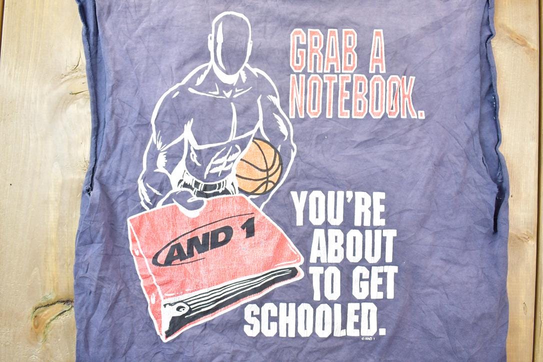 Vintage 1990s And 1 Basketball Schooled Graphic Tank