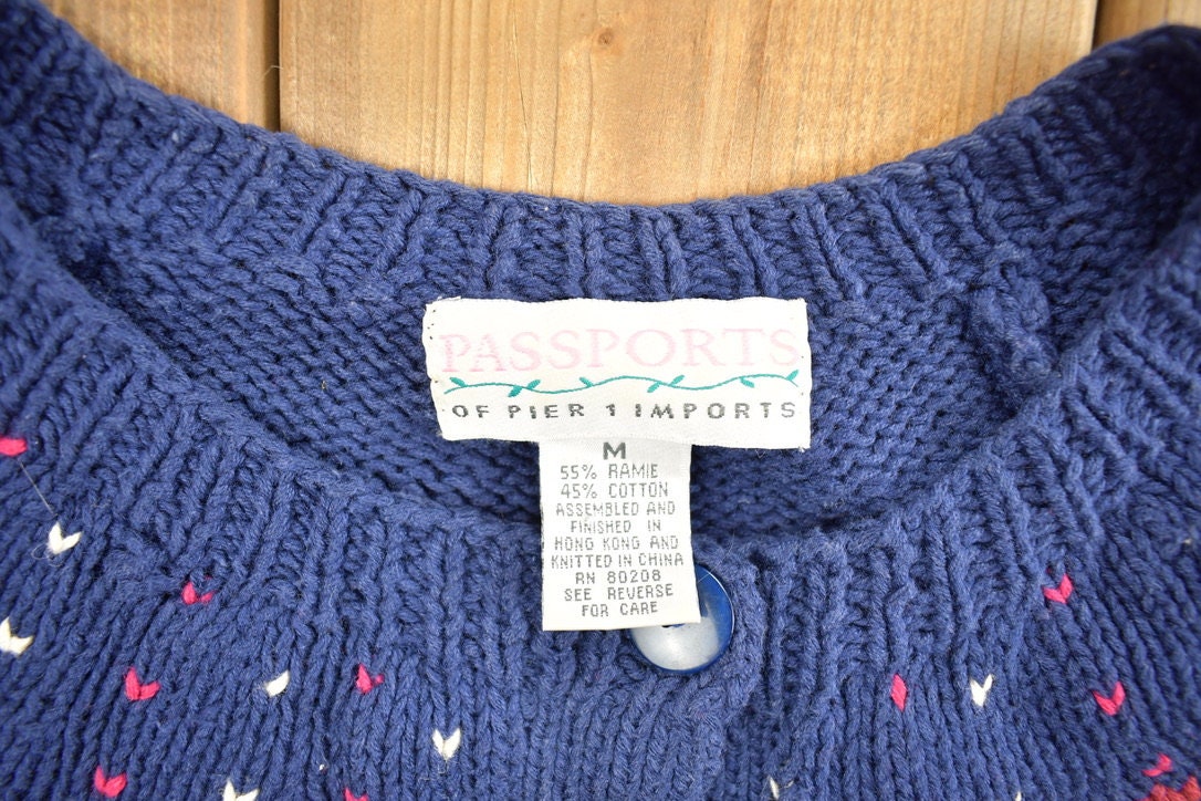 Vintage 1990s Patterned Yoke Knitted Cardigan Sweater