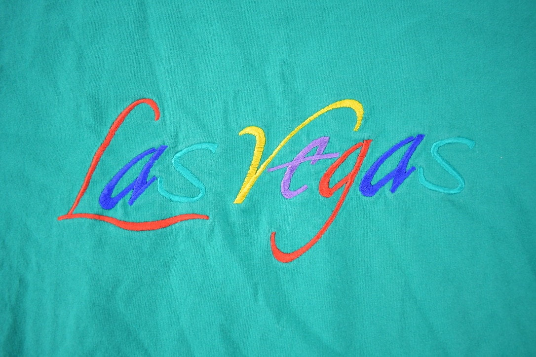 Vintage 1990s Las Vegas Souvenir Embroidered Travel T Shirt Single Stitch Made In USA