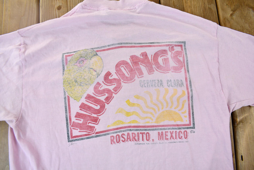 Vintage 1990s Hussong's Cerveza Clara Rosarito Mexico Graphic T-Shirt Made In USA