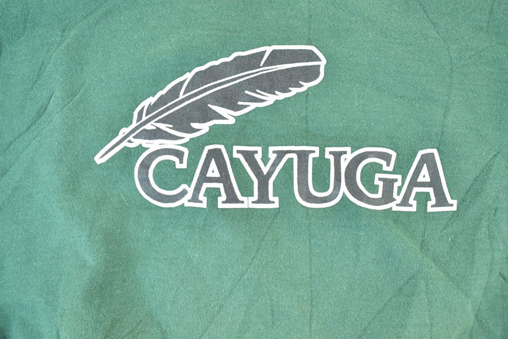 Vintage 1990s Cayuga Feather Logo Souvenir Heavyweight Crewneck Sweatshirt