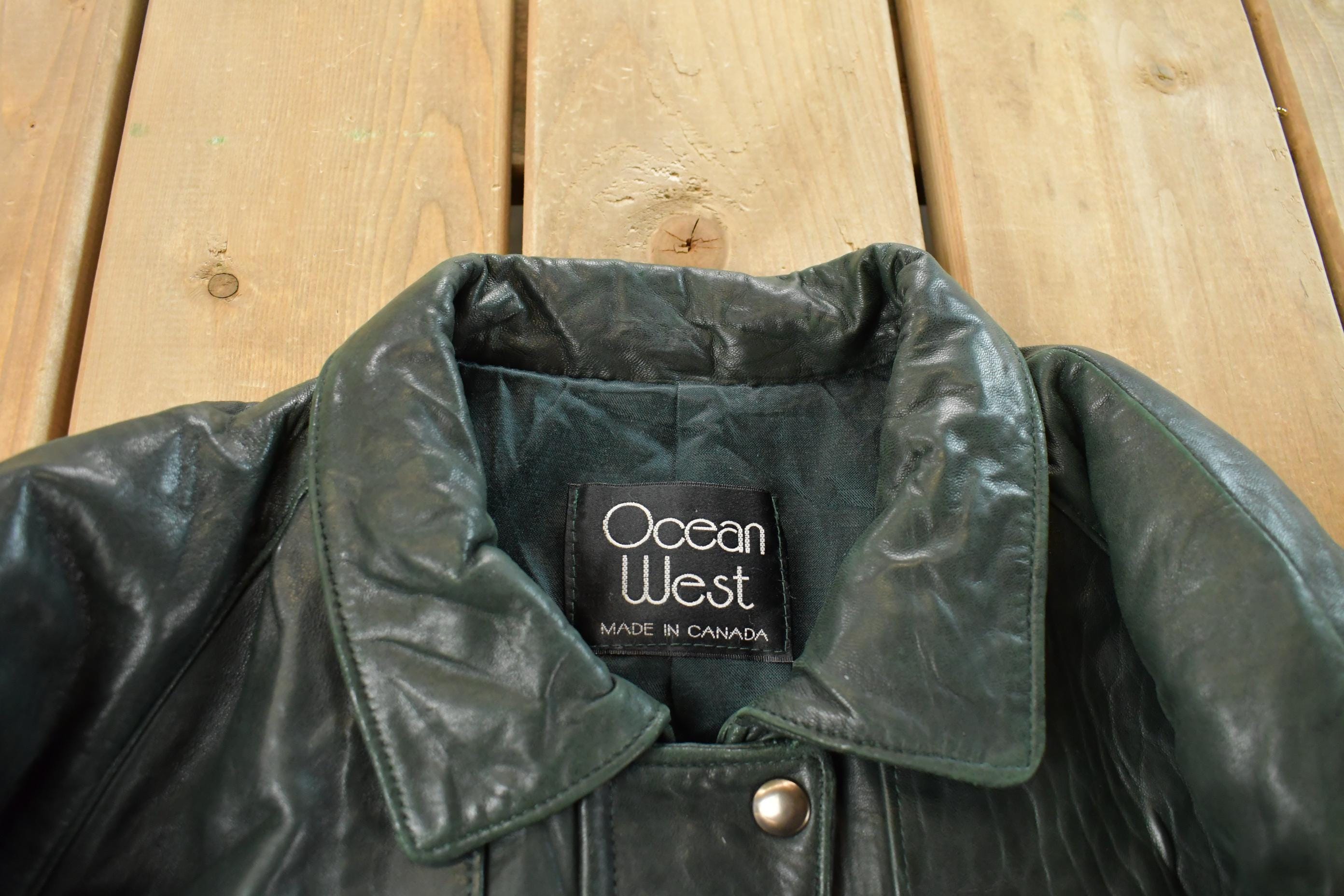 Vintage 1980s Ocean West Leather Long Coat Women's Large