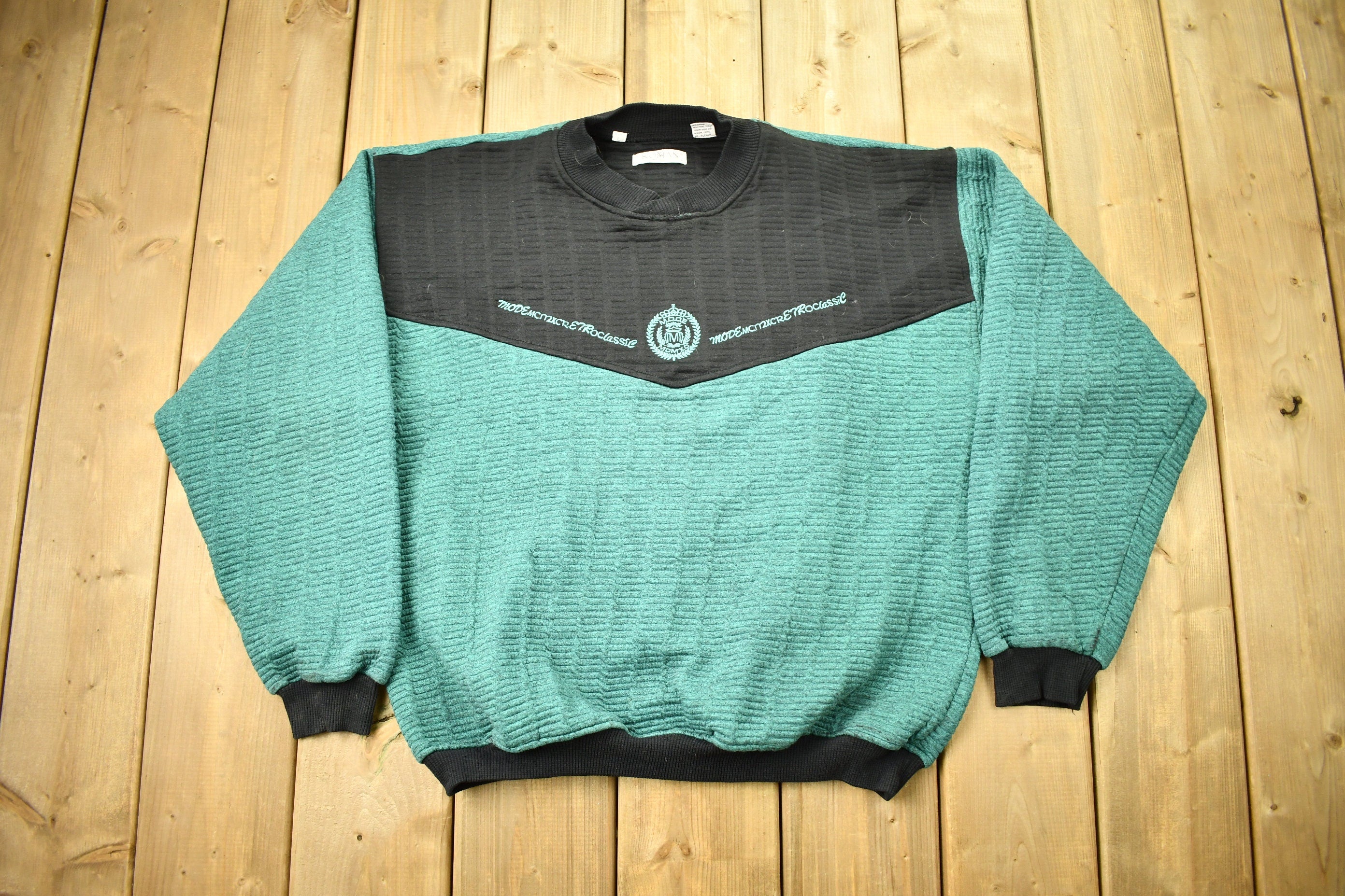 Vintage 1990s Koman Color Block Textured Sweatshirt
