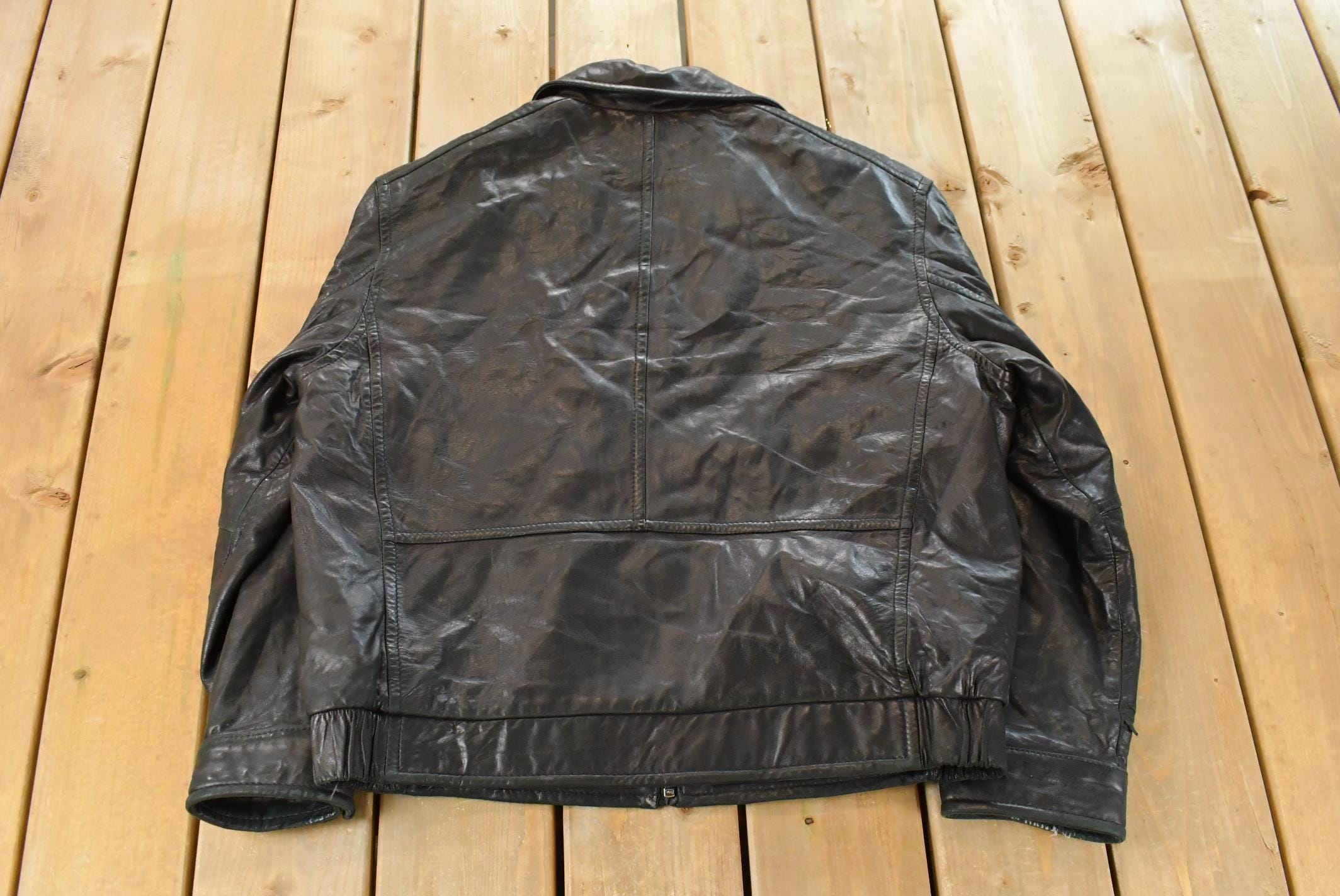 Vintage 1990s Dockers Leather Bomber Flight Jacket Men's XL