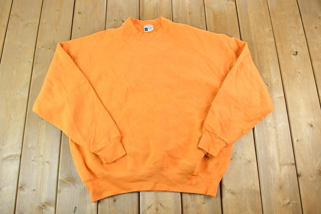 Vintage 1990s Blank Orange Heavyweight Crewneck Sweatshirt Made In USA
