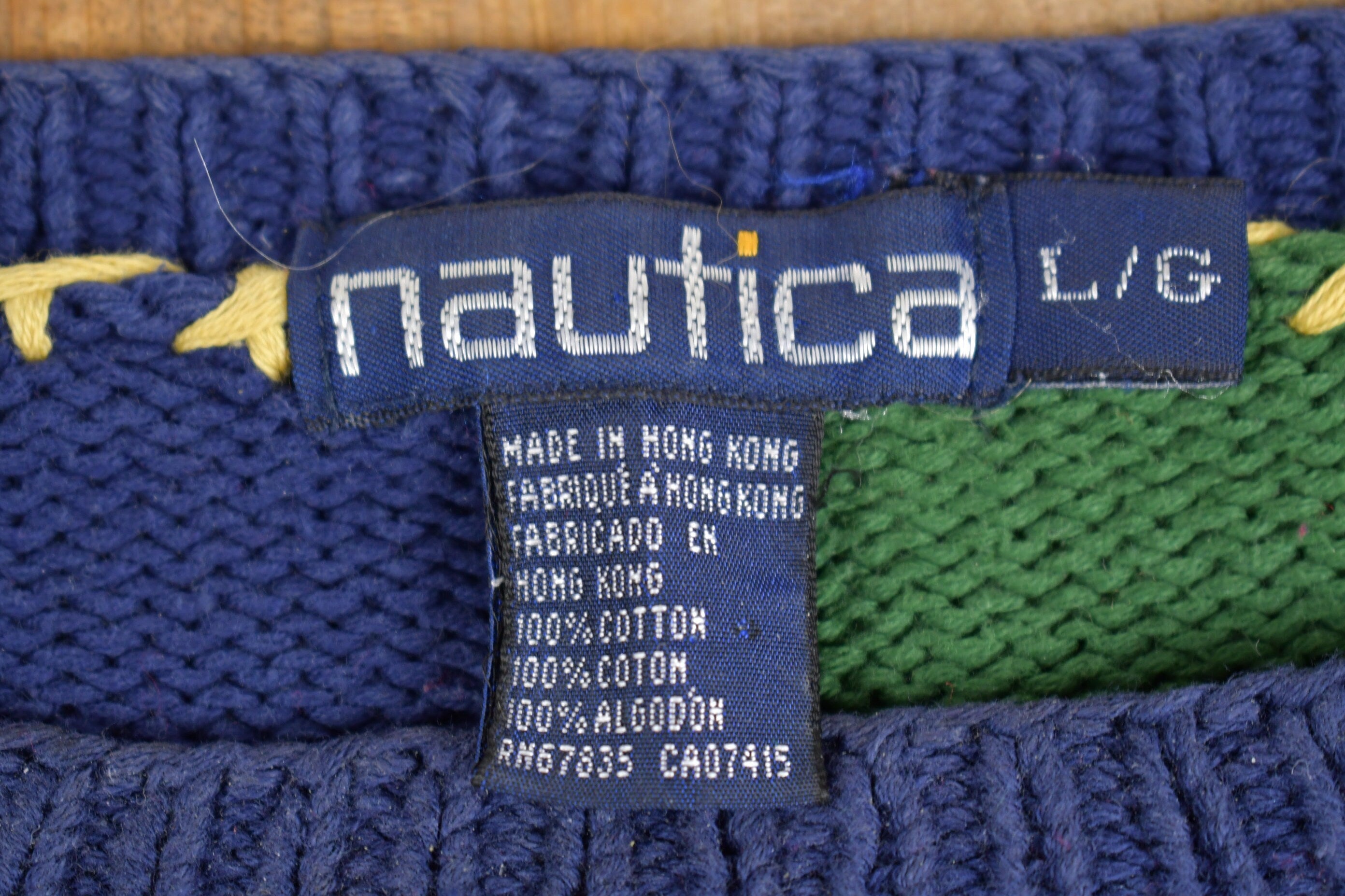 Vintage 1980s Nautica Patchwork Knit Crewneck Sweater