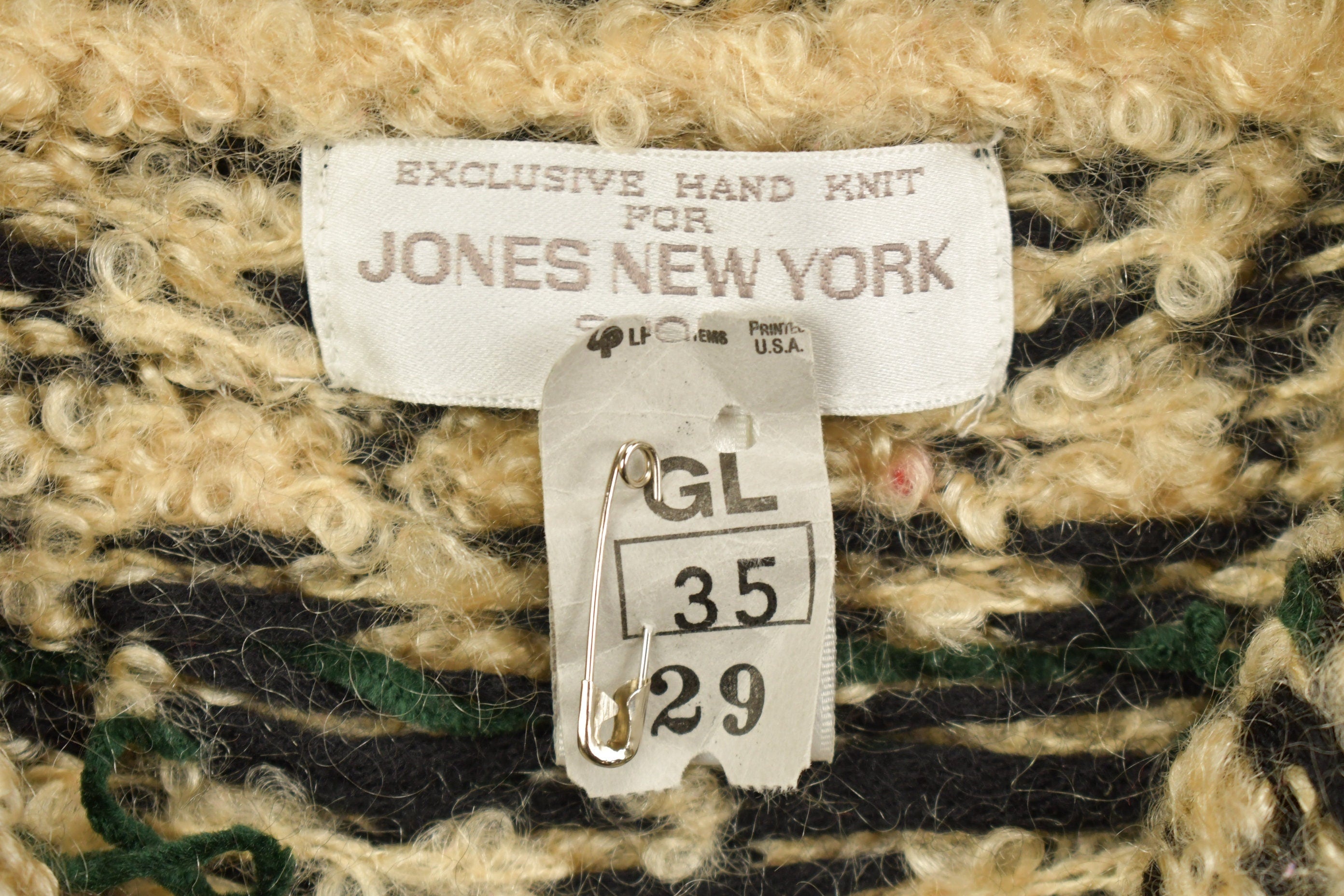 Vintage 1990's Jones New Patterned Knit Zip Up Sweater