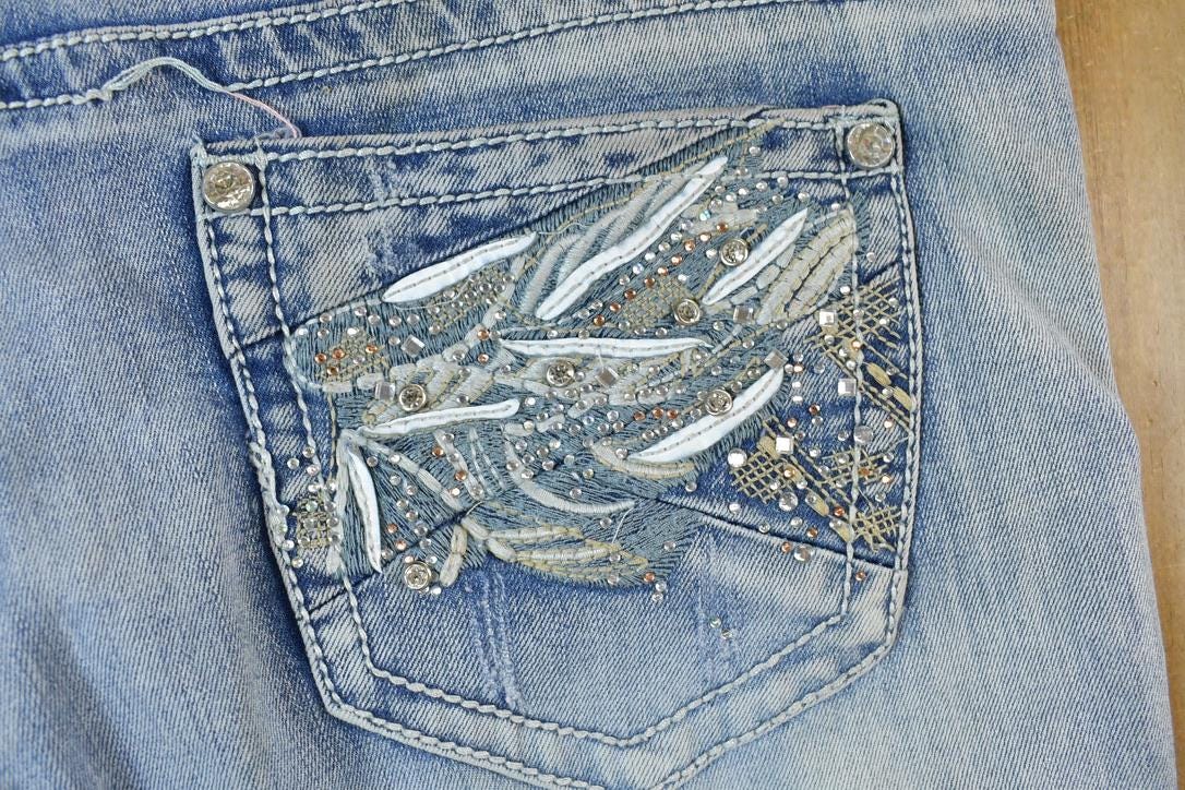 Vintage 1990s Womens Fancy Pocket Denim Jeans Size 38 x 30